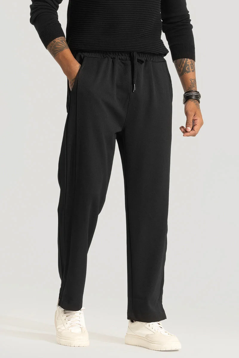 SNITCH Black Black Slit Ankle Pants for Men | Best Price UAE